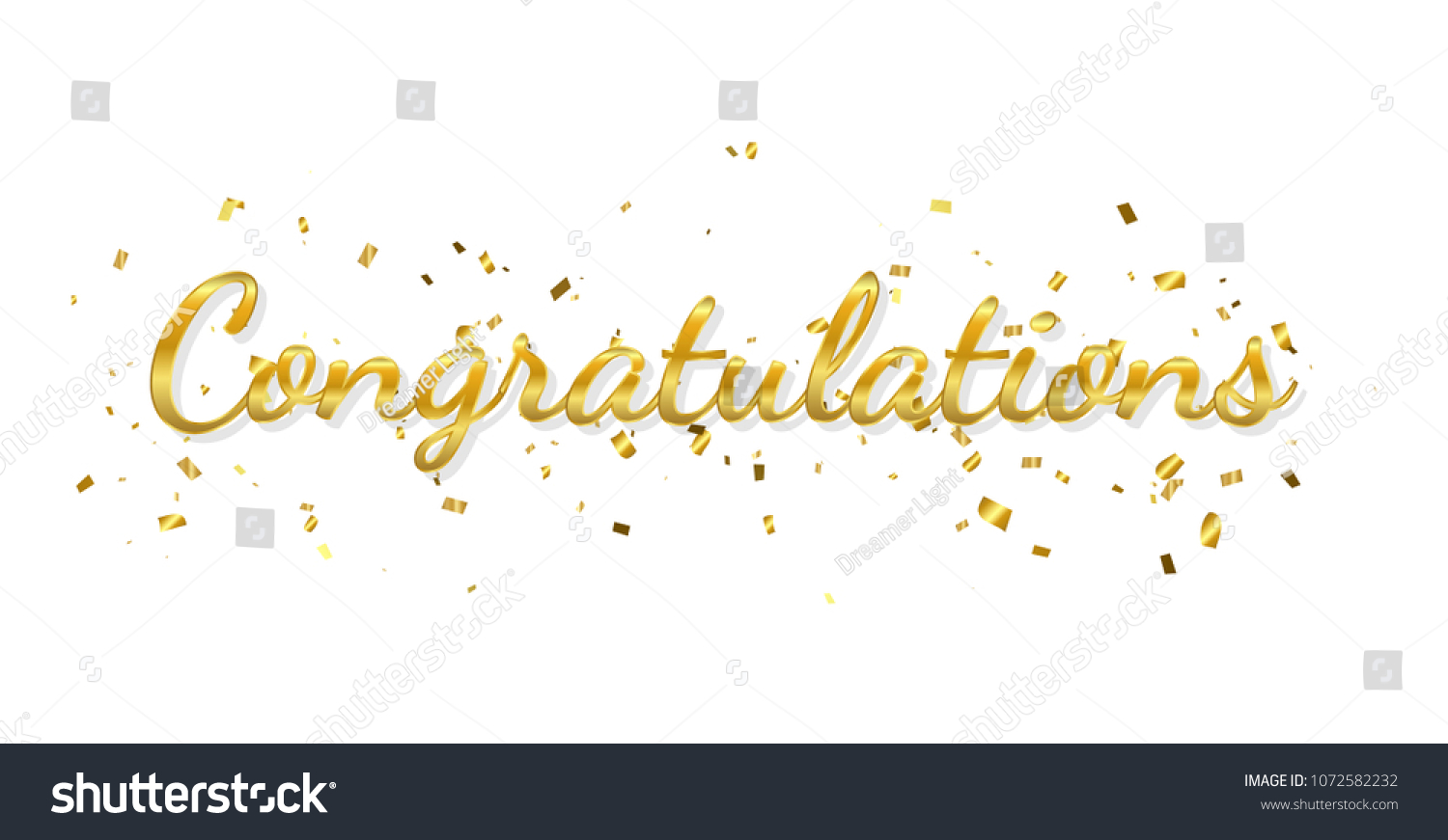 Congratulations Banner Golden Confetti Ribbon Vector Stock Vector Royalty Free 1072582232 6080