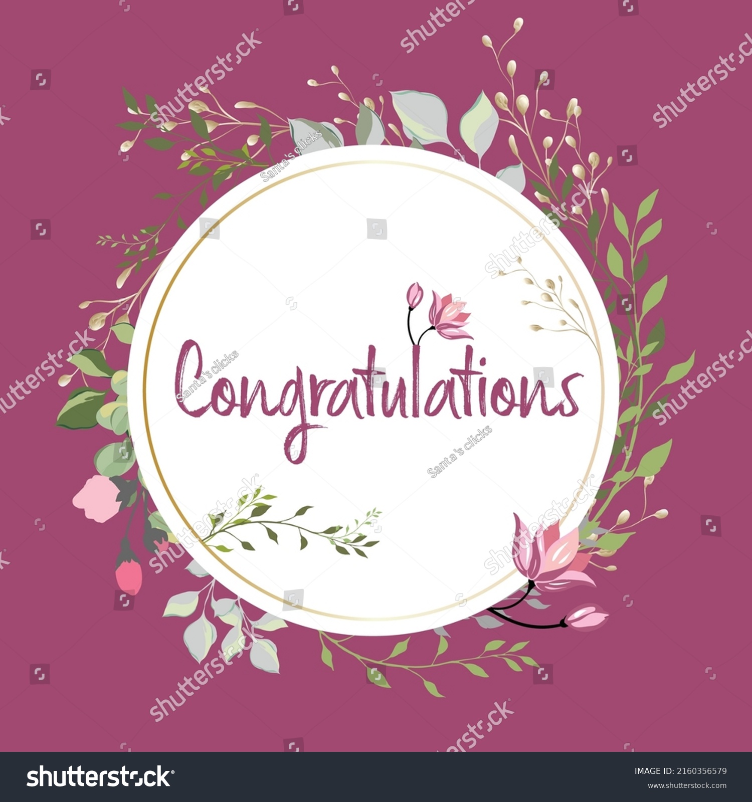 Congratulations Calligraphy Floral Background Vector Stock Vector ...