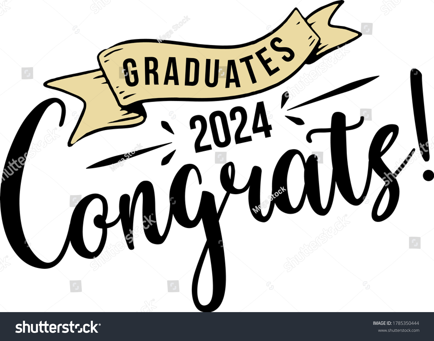 Congratulations Graduates 2024 Celebration Text Poster Vector có sẵn
