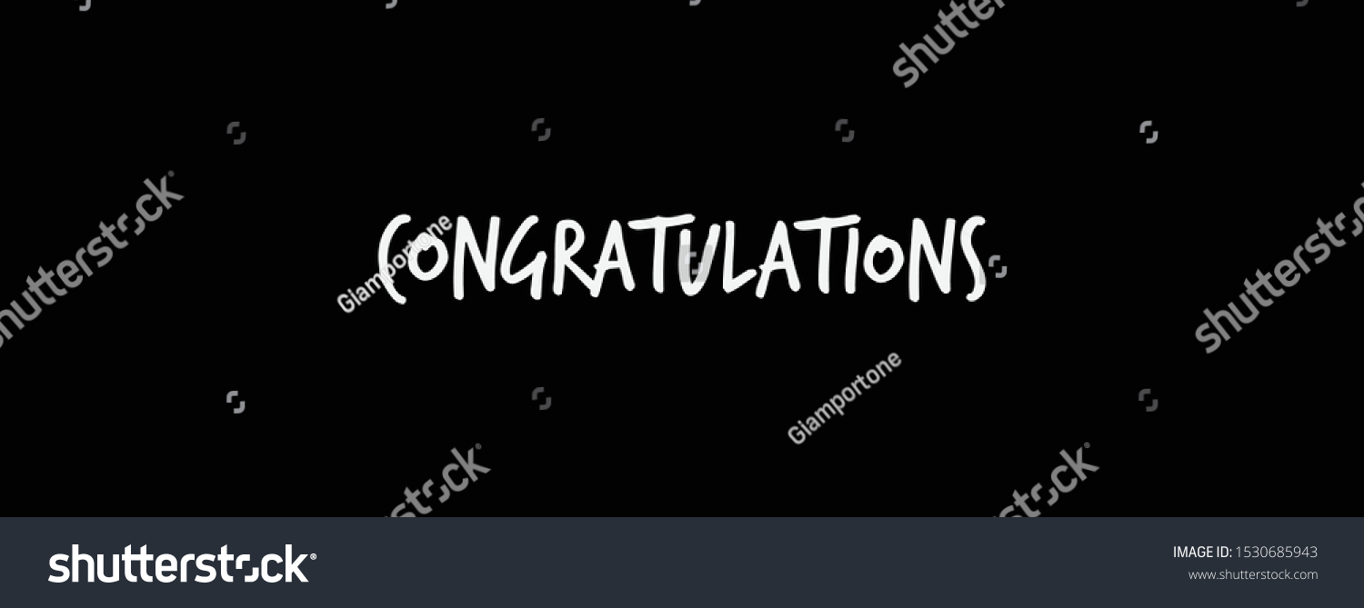 Congratulations Text Calligraphy Handwritten Modern Brush Stock Vector