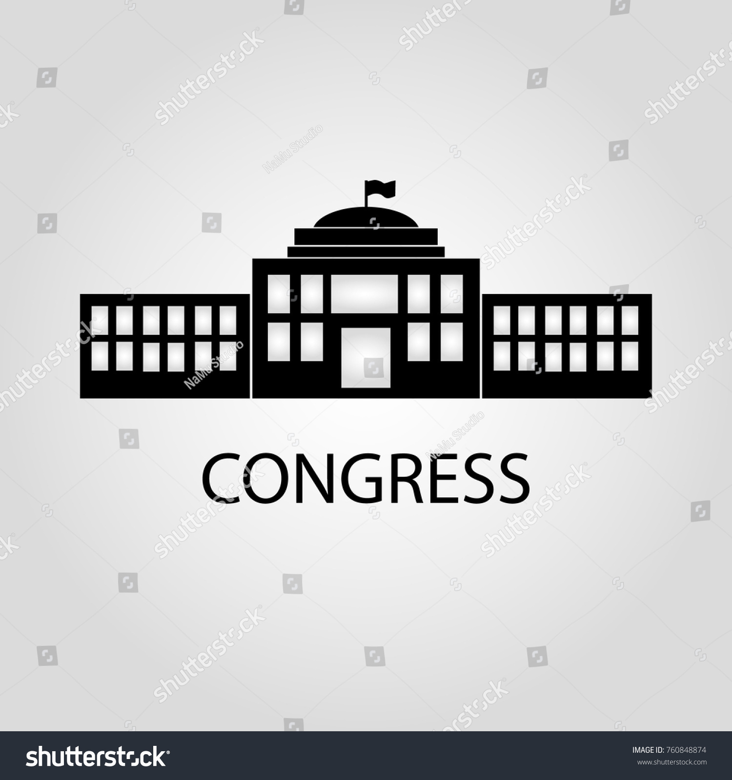 Congress Building Isolated Flat Vector Icon Stock Vector (Royalty Free ...