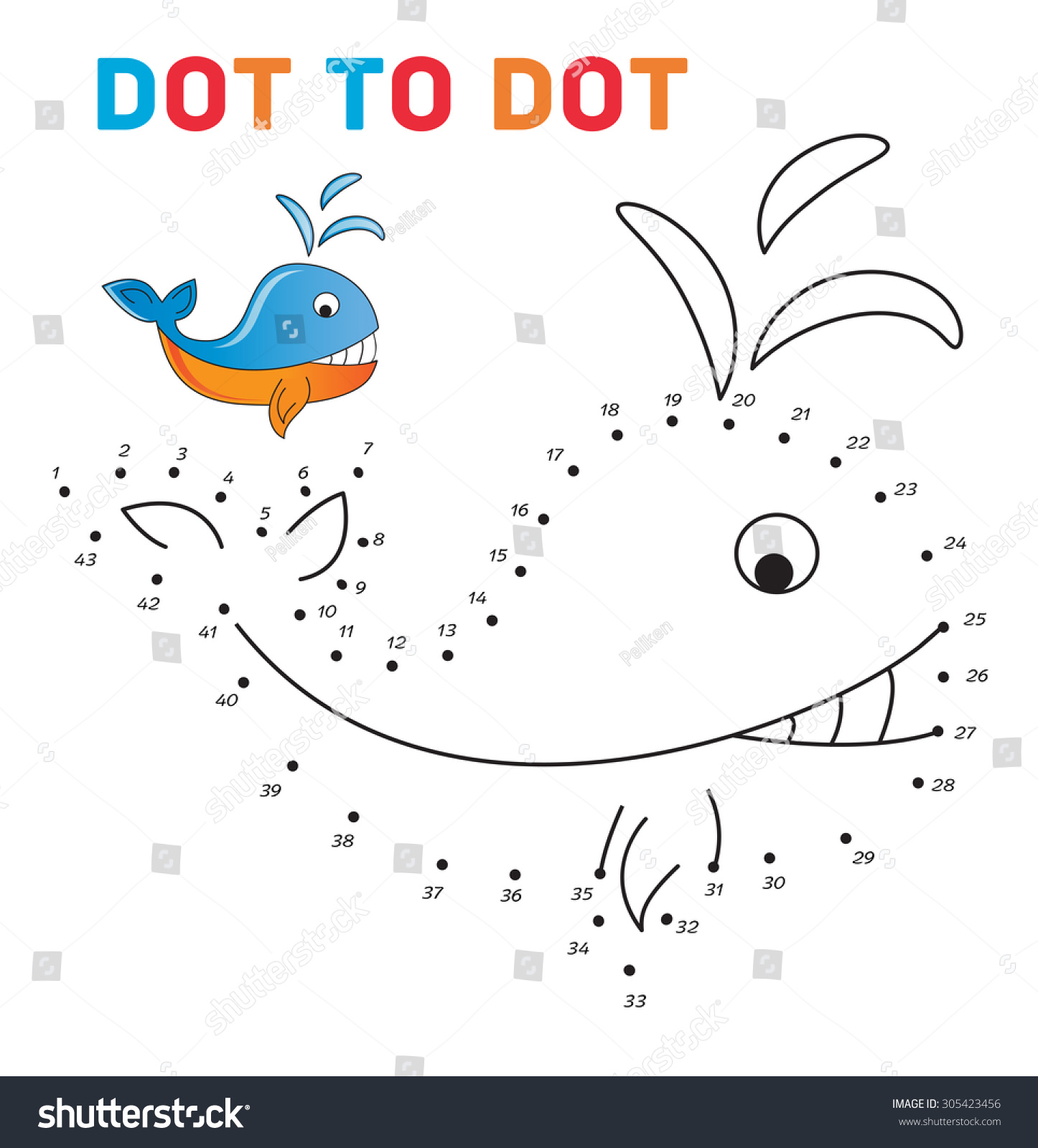 Connect Dots Paint whale On Sample Stock Vector 305423456 - Shutterstock