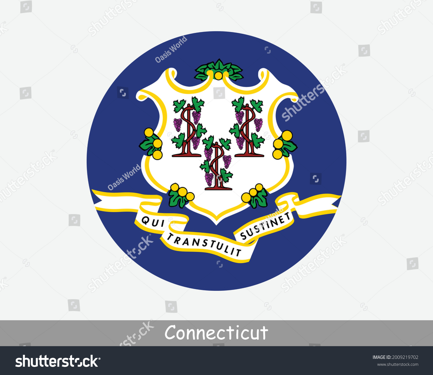 SVG of Connecticut Round Circle Flag. CT USA State Circular Button Banner Icon. ALABAMA United States of America State Flag. The Constitution State EPS Vector svg