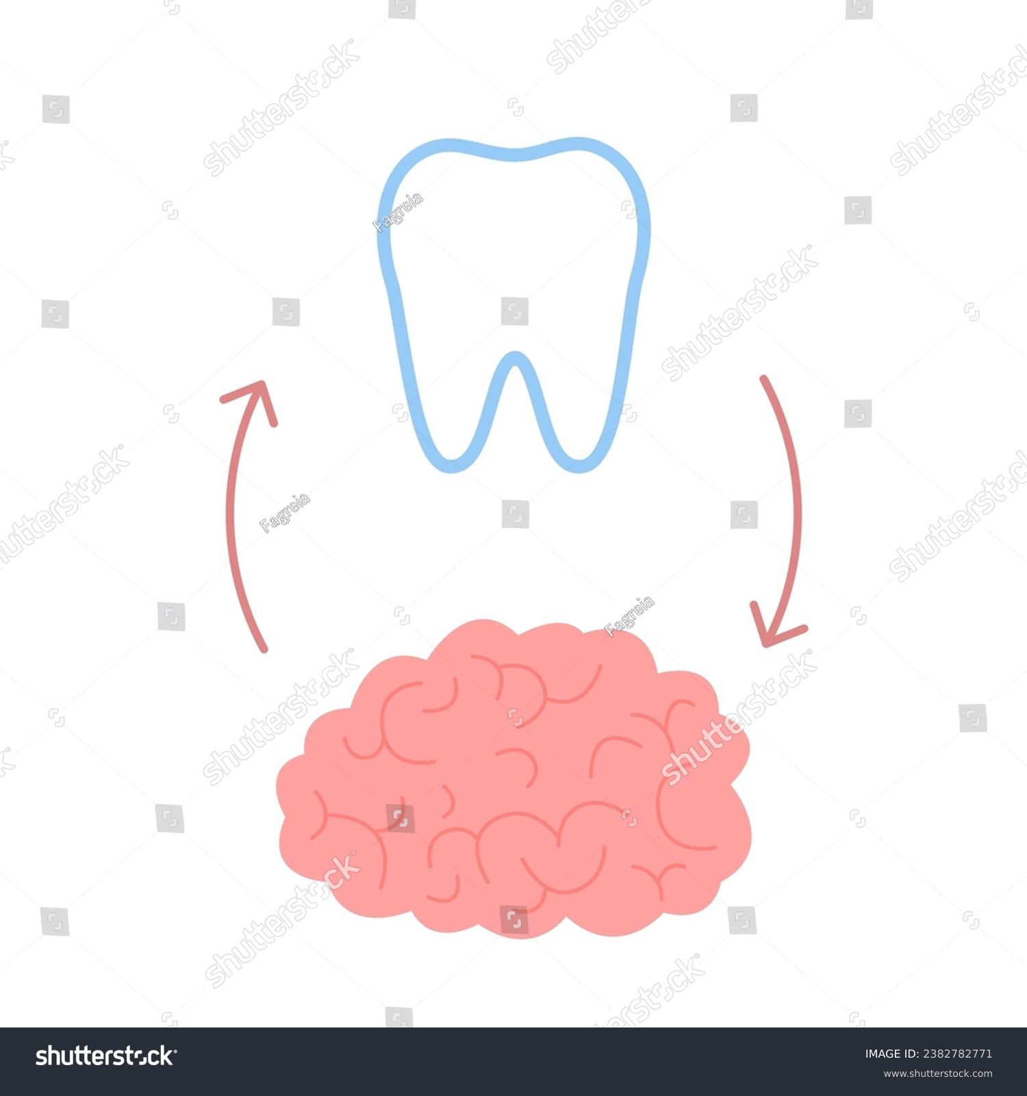 SVG of Connection of healthy teeth and brain. Relation health of human brain and tooth. Mental and chewing unity. Vector illustration svg