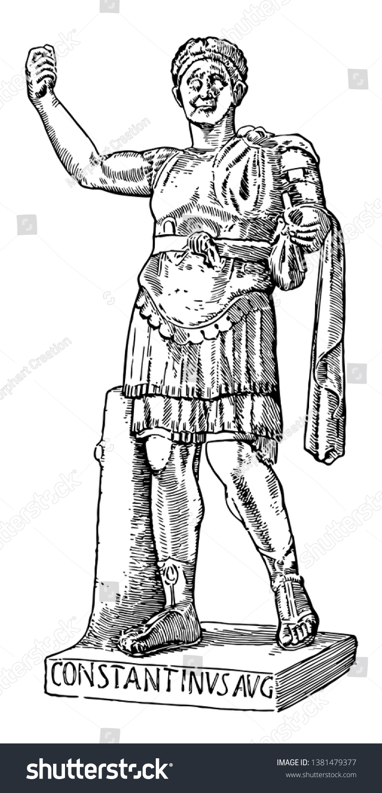SVG of Constantine the Great, 272 AD-337AD, he was emperor of Rome from 306 to 337, famous for being the first Christian Roman emperor, vintage line drawing or engraving illustration svg