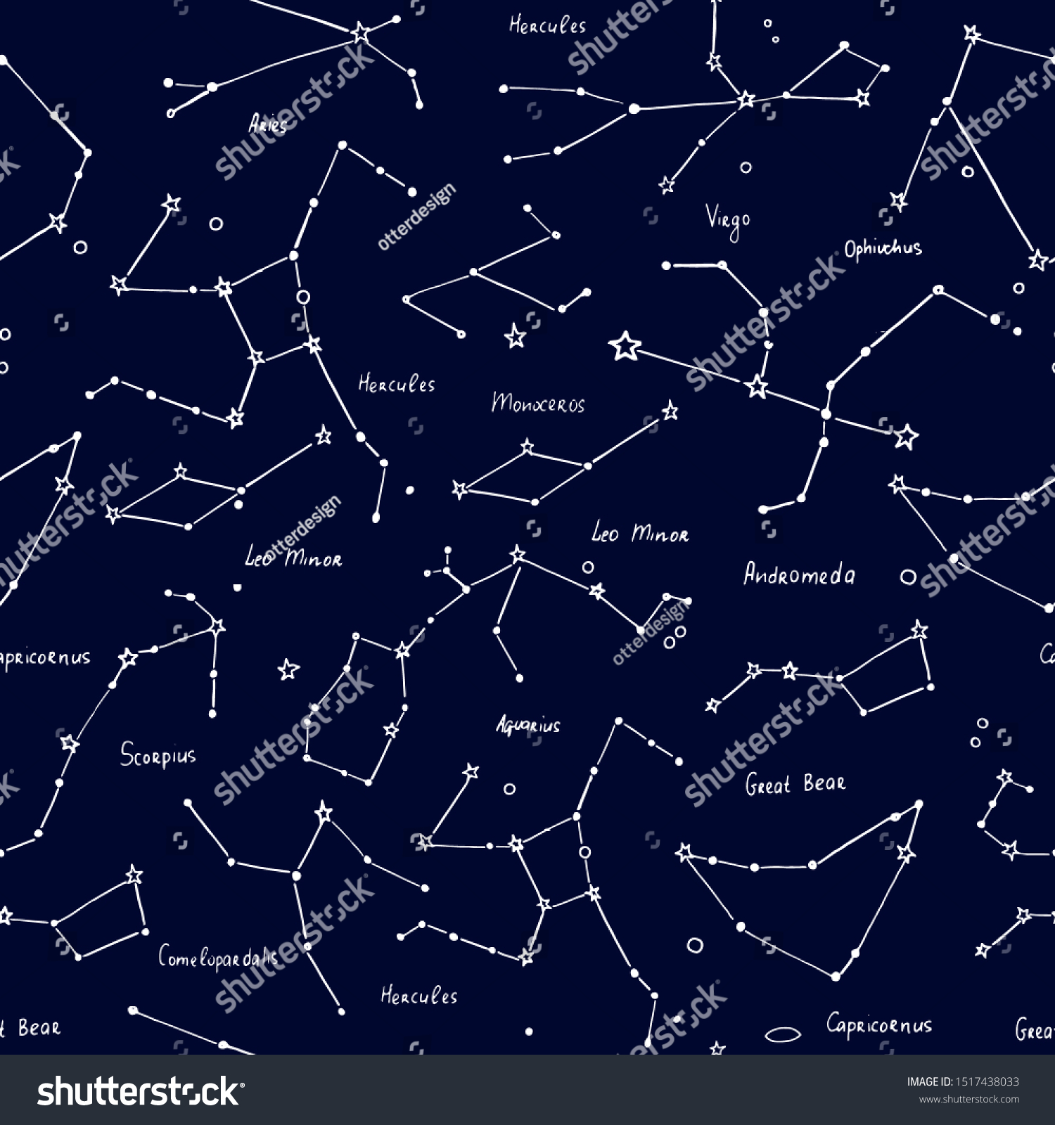 Constellation Seamless Texture Andromeda Ophiuchus Aries Stock Vector ...