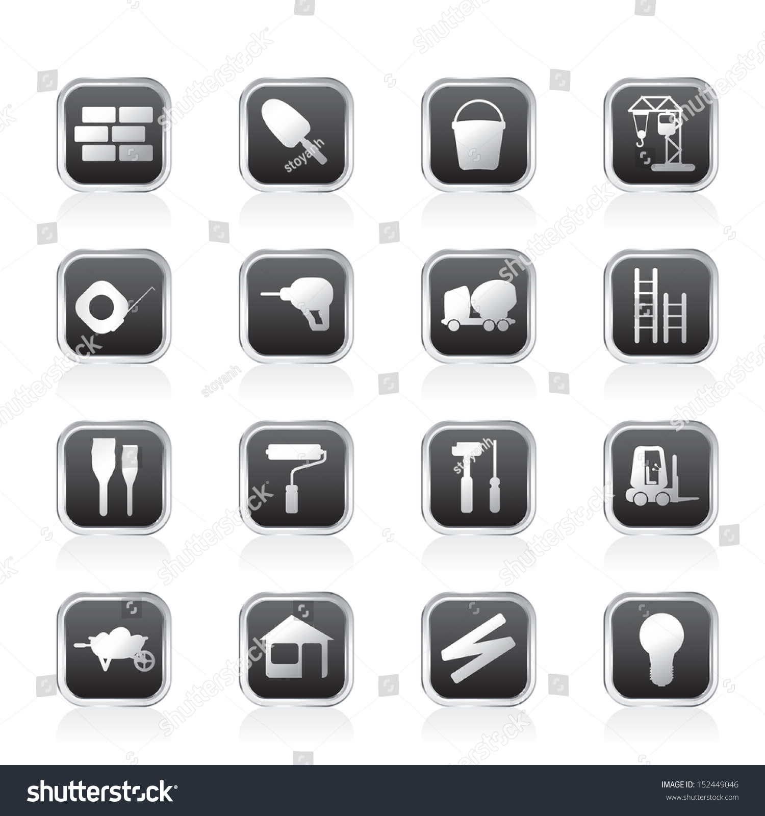 Construction Building Icon Set Easy Edit Stock Vector (Royalty Free ...