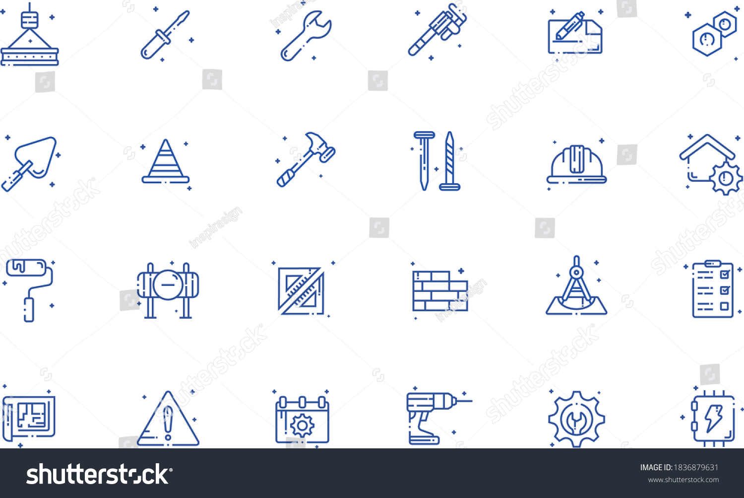 Construction Tools Outline Icon Pack All Stock Vector (Royalty Free