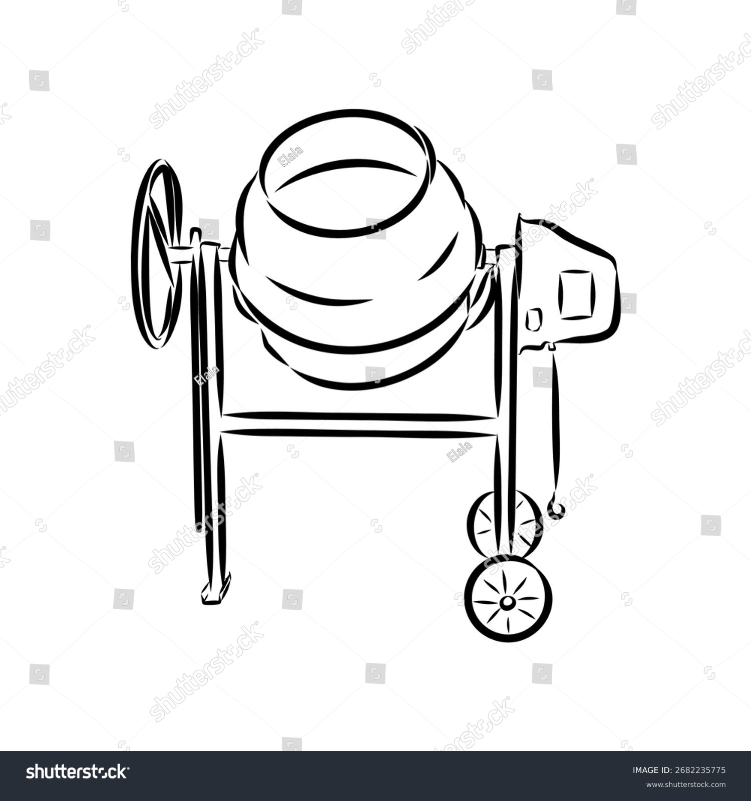black and white cement mixer construction equipment clip art preview