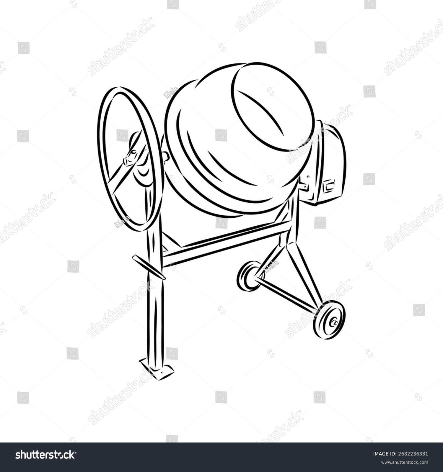 black and white cement mixer construction equipment clip art preview
