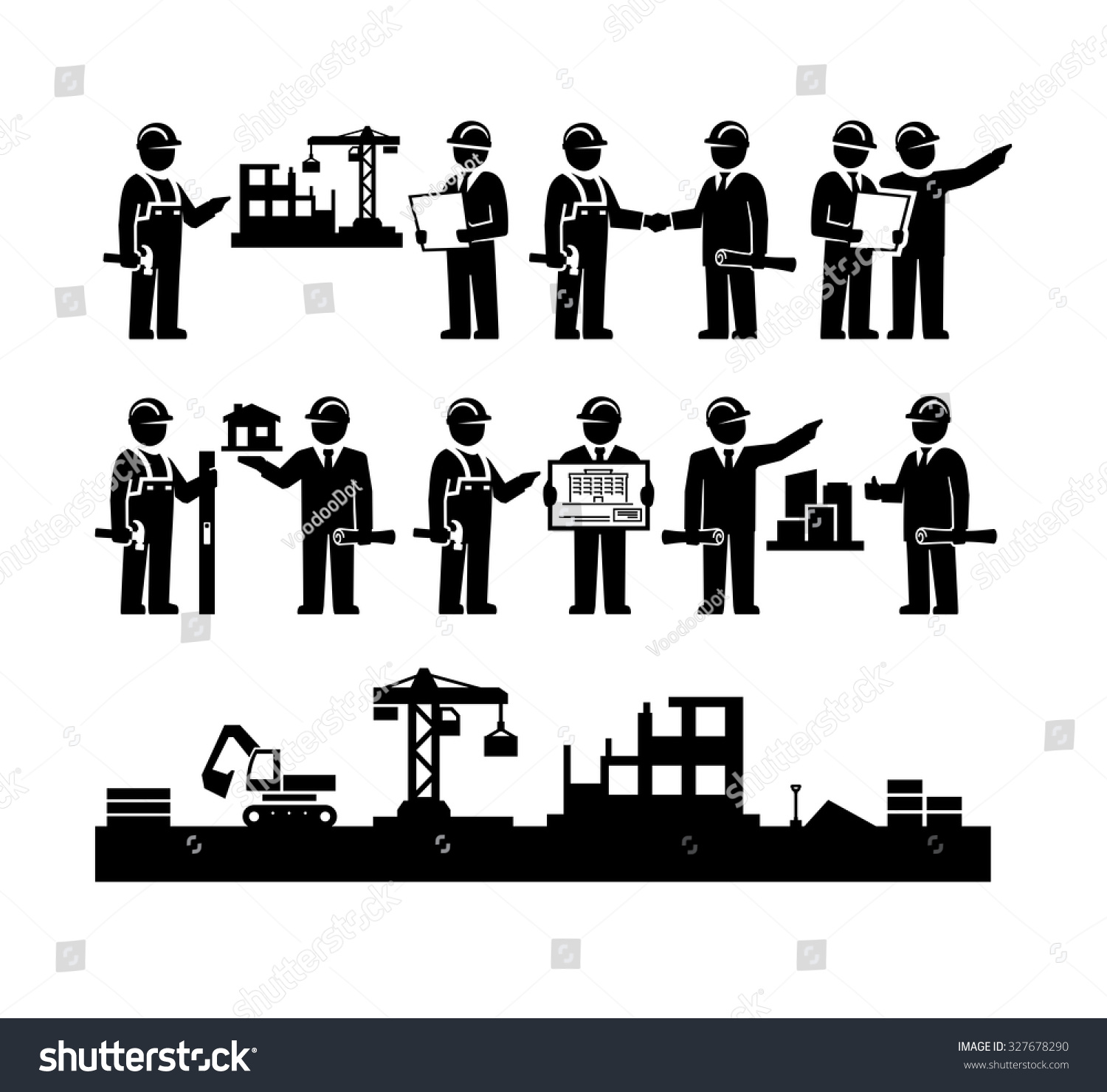 Construction Engineering Industrial Workers Project Manager Vector ...