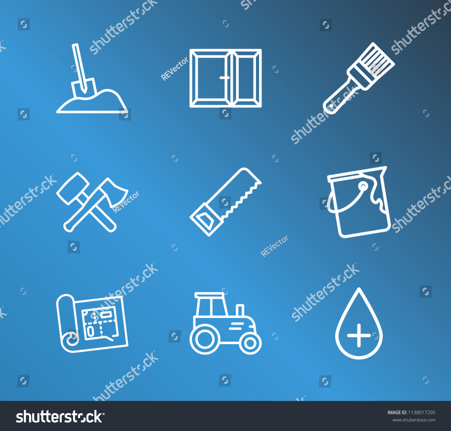 Construction Icon Set Paint Bucket Build Stock Vector Royalty Free 1130017295