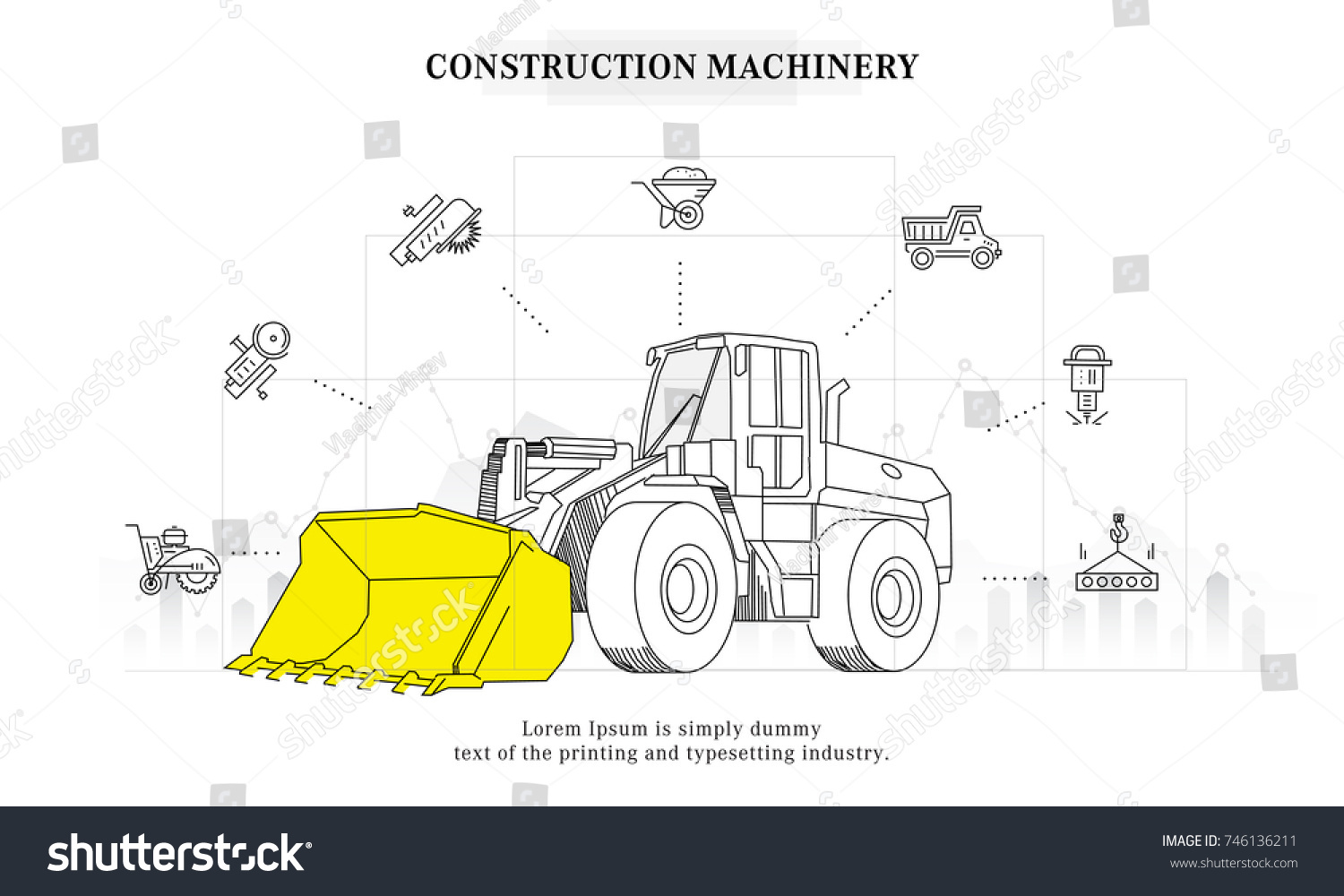 Construction Machinery Trendy Systems Layouts Polygon Stock Vector