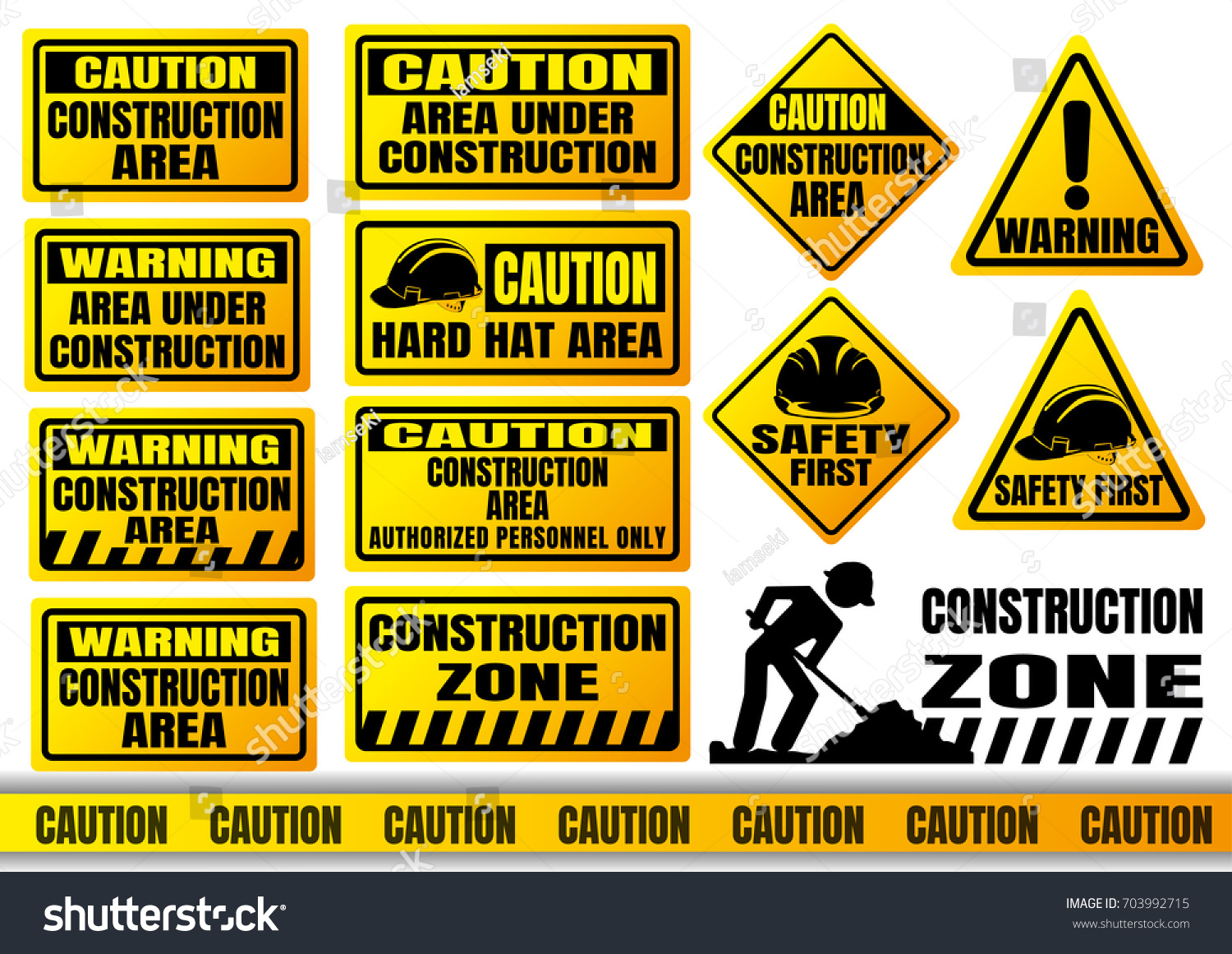 Construction Road Sign Set Stock Vector (Royalty Free) 703992715