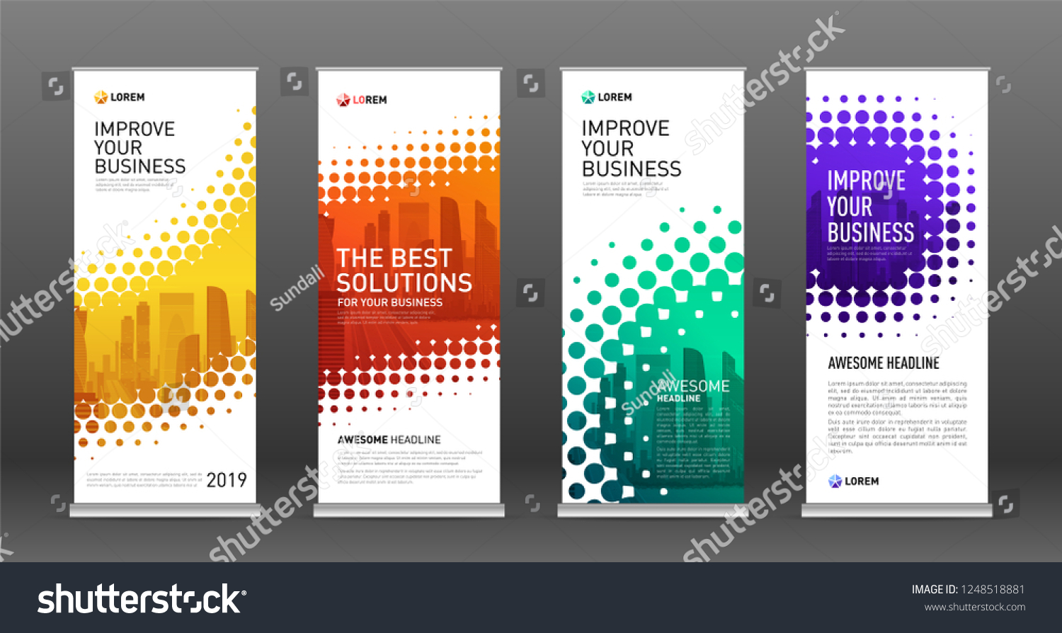 Construction Roll Banners Design Templates Set Stock Vector Royalty Free