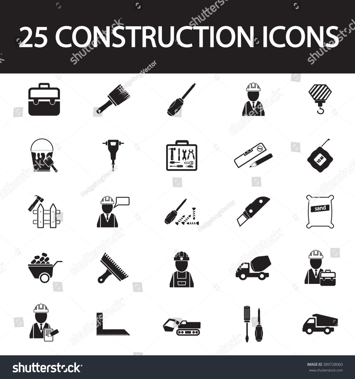 Construction Set Icon Stock Vector 389728060 : Shutterstock