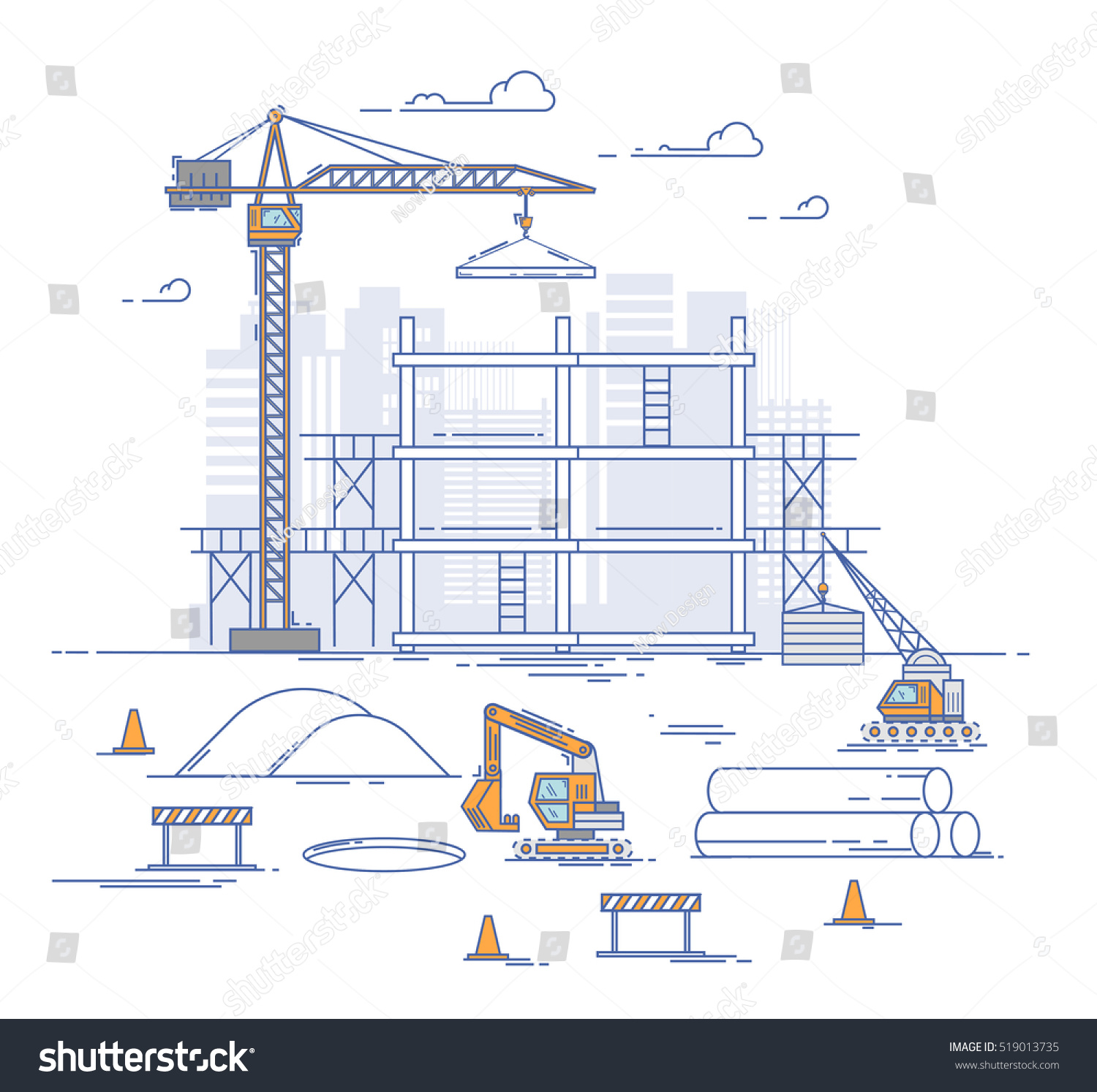 Construction site line art Images, Stock Photos & Vectors Shutterstock