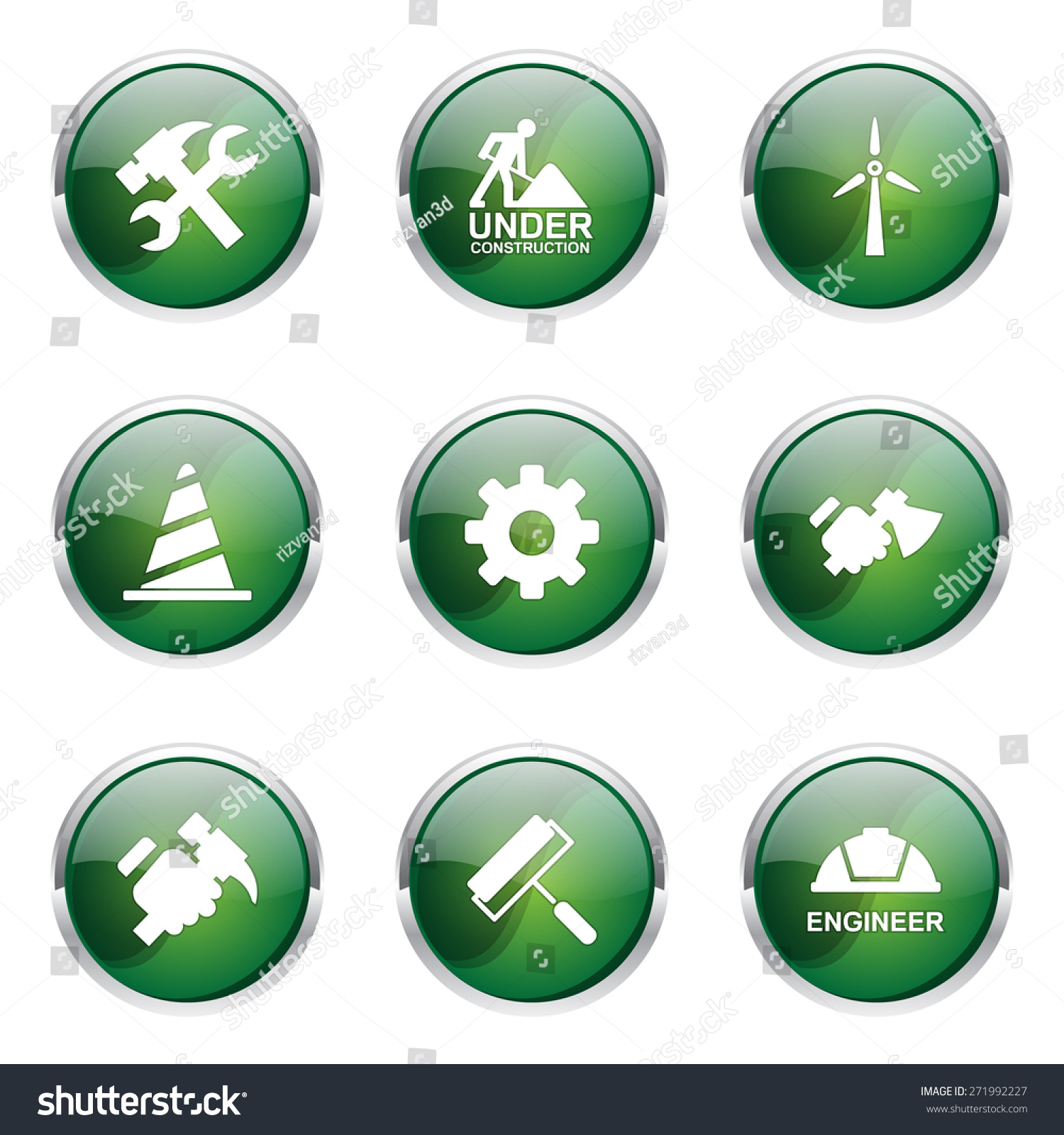 Construction Tools Green Vector Button Icon Stock Vector (Royalty Free ...