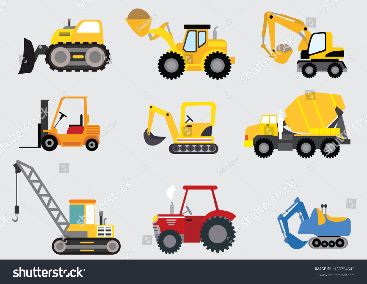 Construction Tractor Vector Illustration Stock Vector (Royalty Free ...