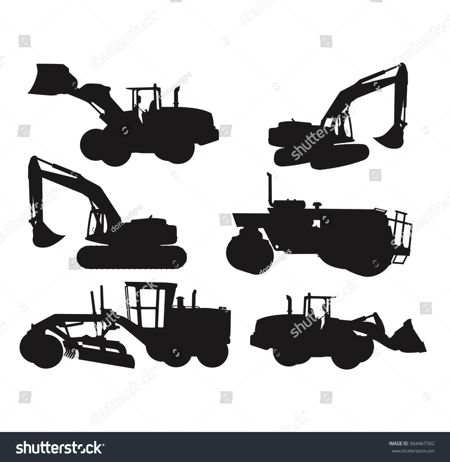 Construction Vehicles Silhouette Stock Vector (Royalty Free) 564467392 ...