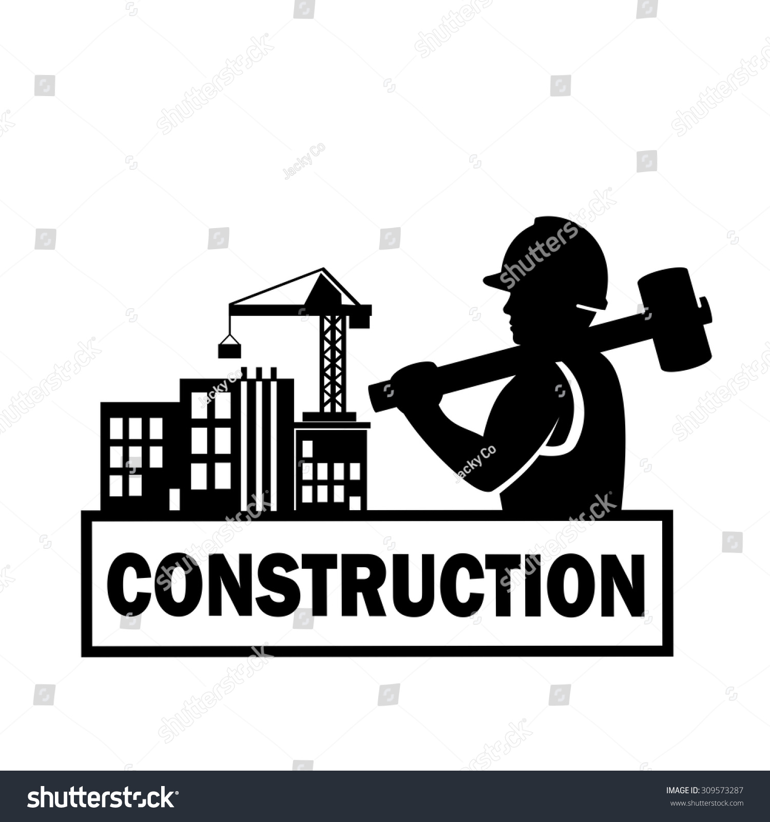 Construction Worker. Stock Vector Illustration 309573287 : Shutterstock