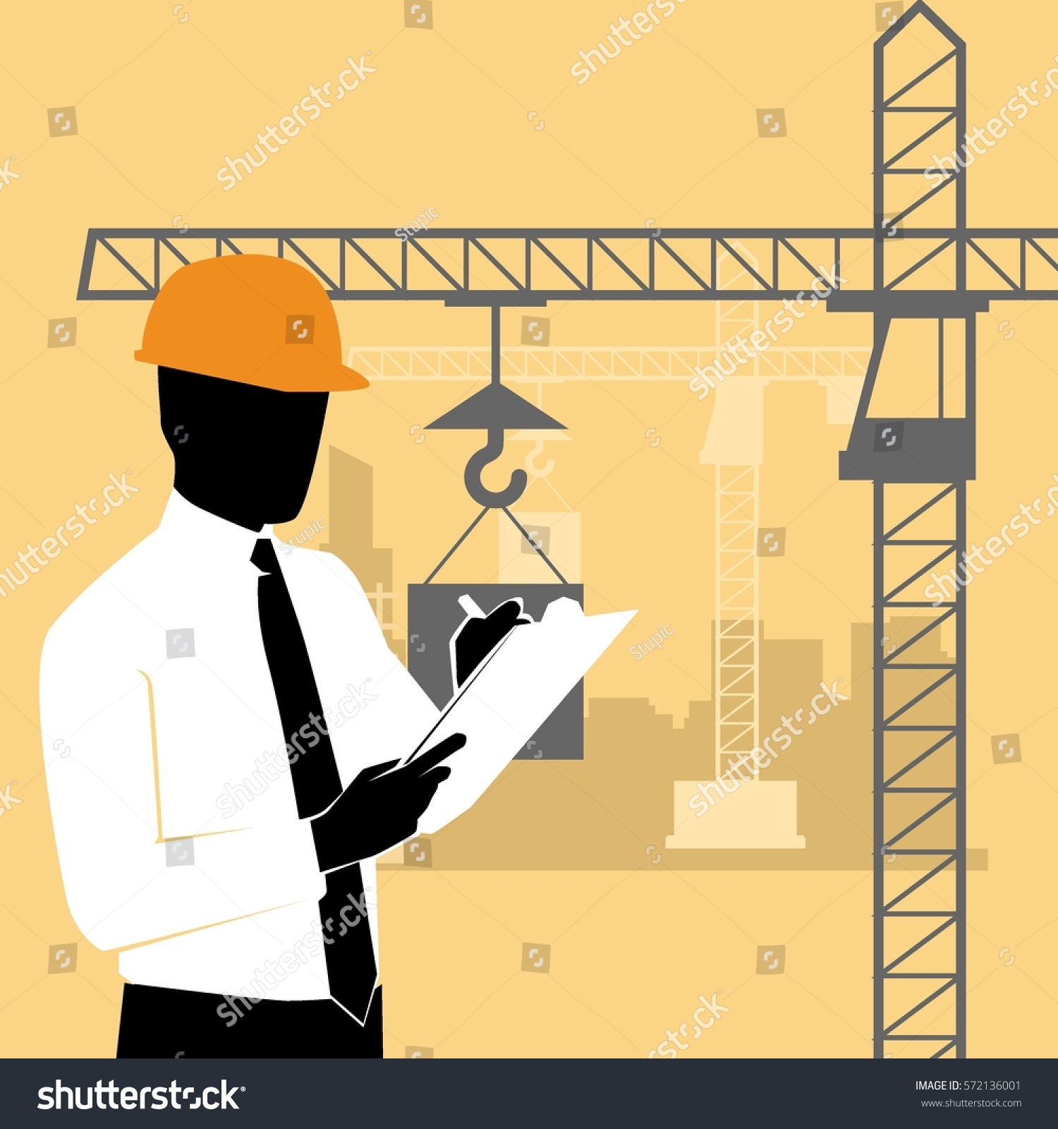 Construction Worker Building Stock Vector (Royalty Free) 572136001 ...