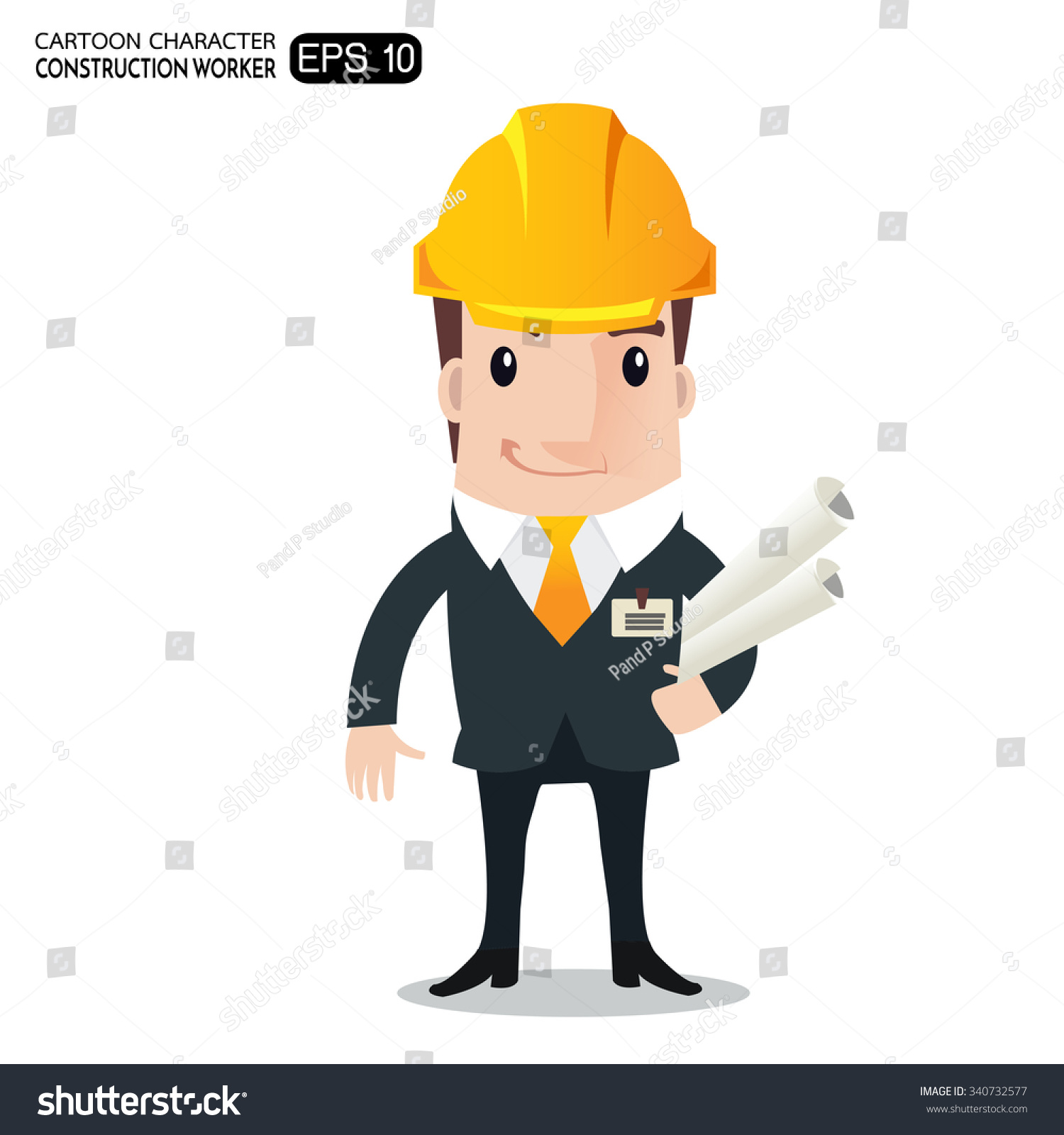 Construction Worker Engineer Architect Holding Projects Stock Vector ...