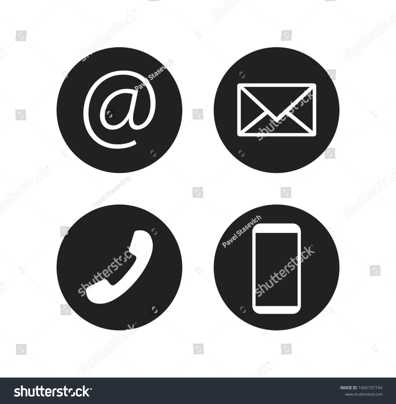 Contact Icon Set Vector Illustrations Flat Stock Vector (Royalty Free ...