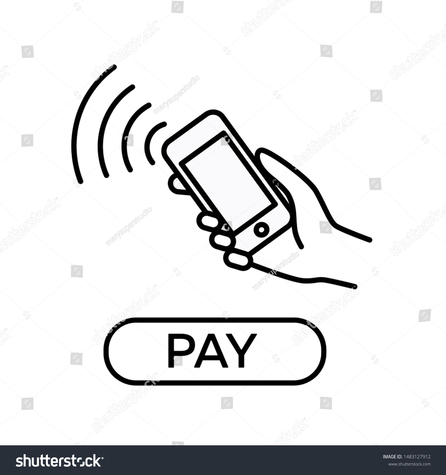 Contactless Wireless Pay Sign Logo Phone Stock Vector (Royalty Free ...