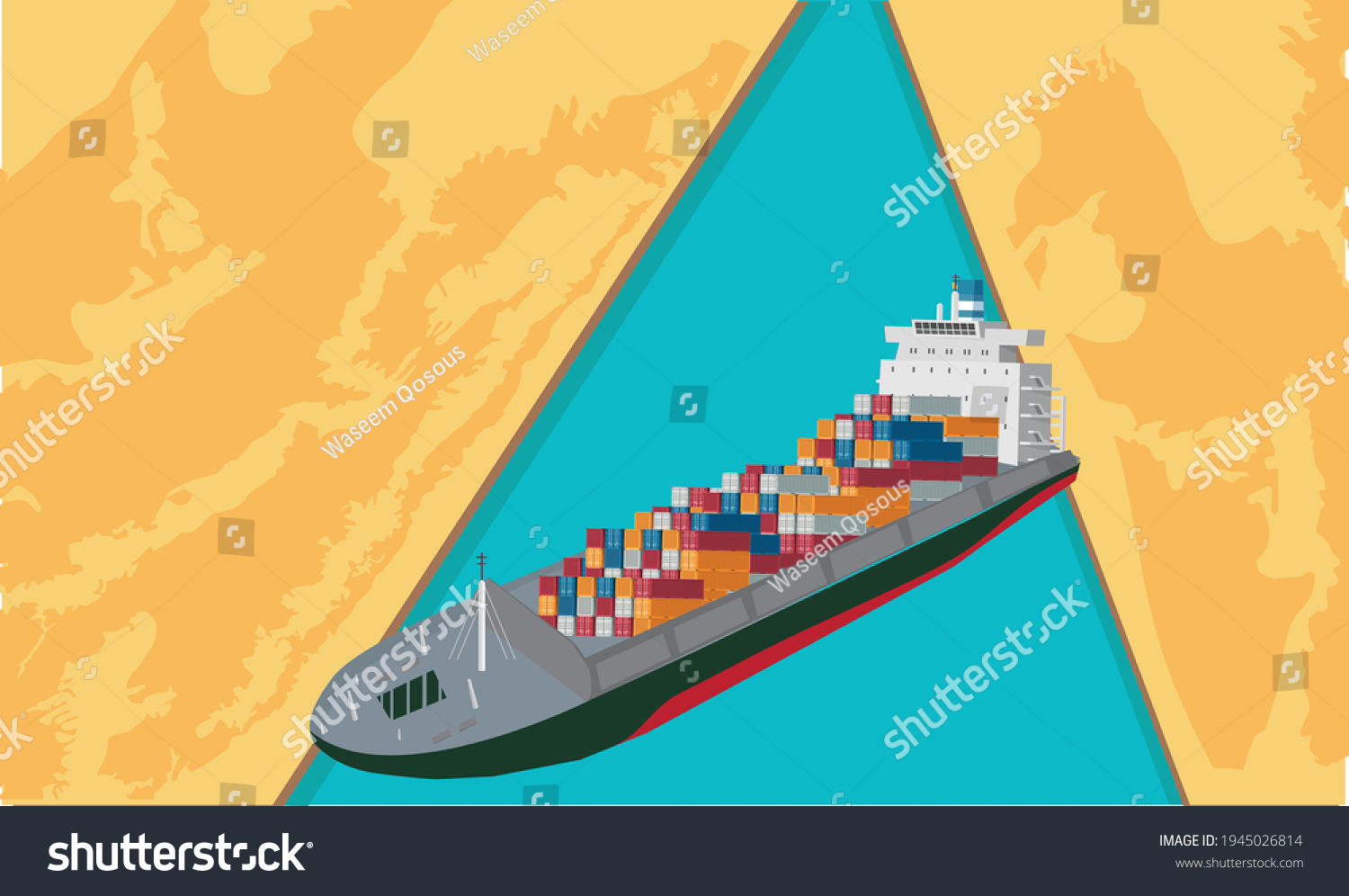 Container Cargo Ship Run Aground Stuck Stock Vector (Royalty Free ...