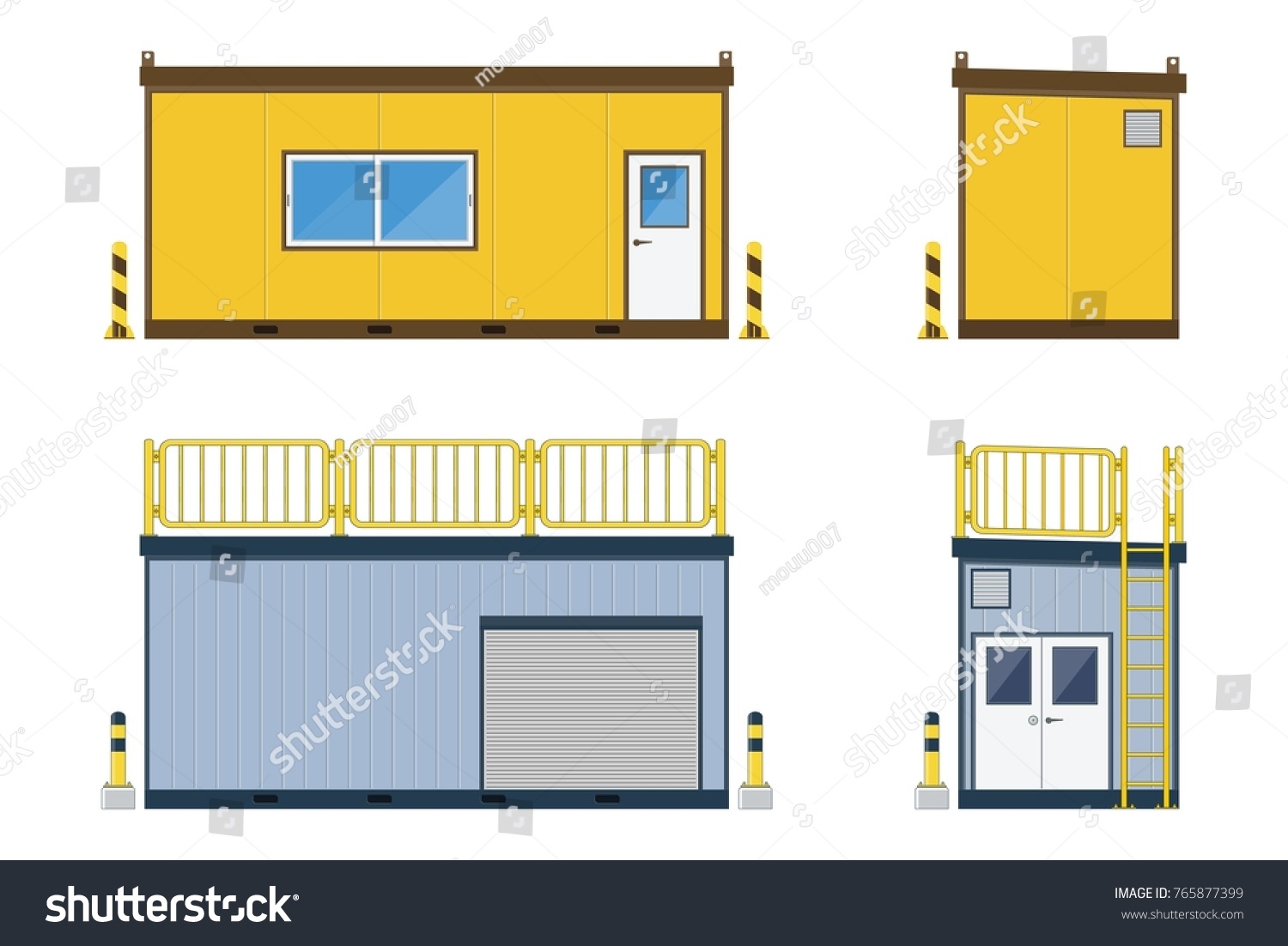 Container Office Construction Site Container Storage Stock Vector ...