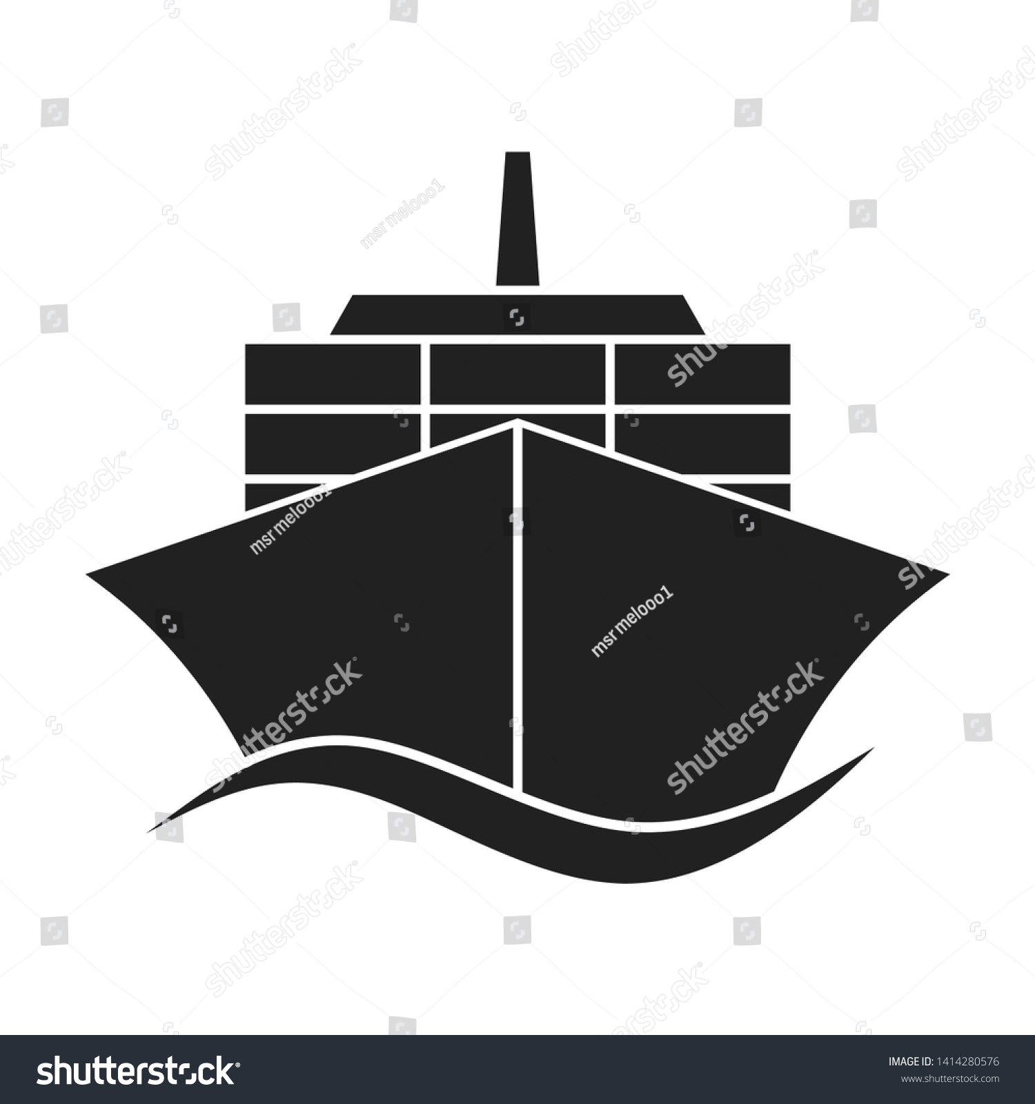 SVG of Container ship silhouette icon. Clipart image isolated on white background - Vector illustration svg