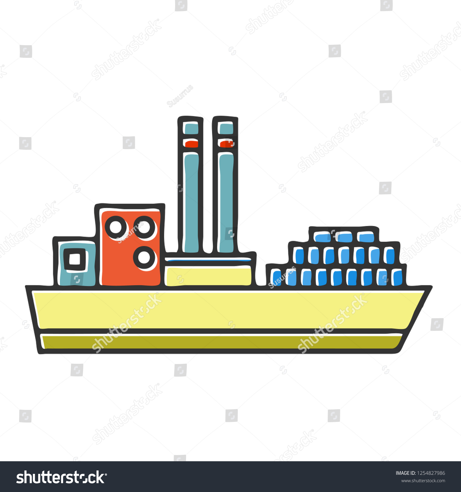Container Ship Cargo Vector Illustration Stock Vector (Royalty Free ...