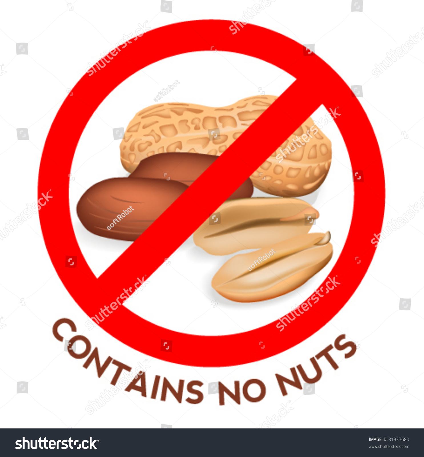 Contains No Nuts Peanut Warning Vector Stock Vector 31937680 - Shutterstock