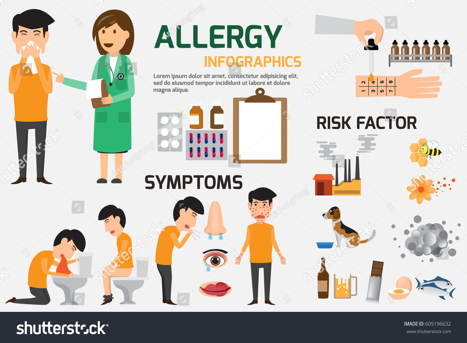 Content Graphics Symptoms Prevention Allergy Disease Stock Vector ...