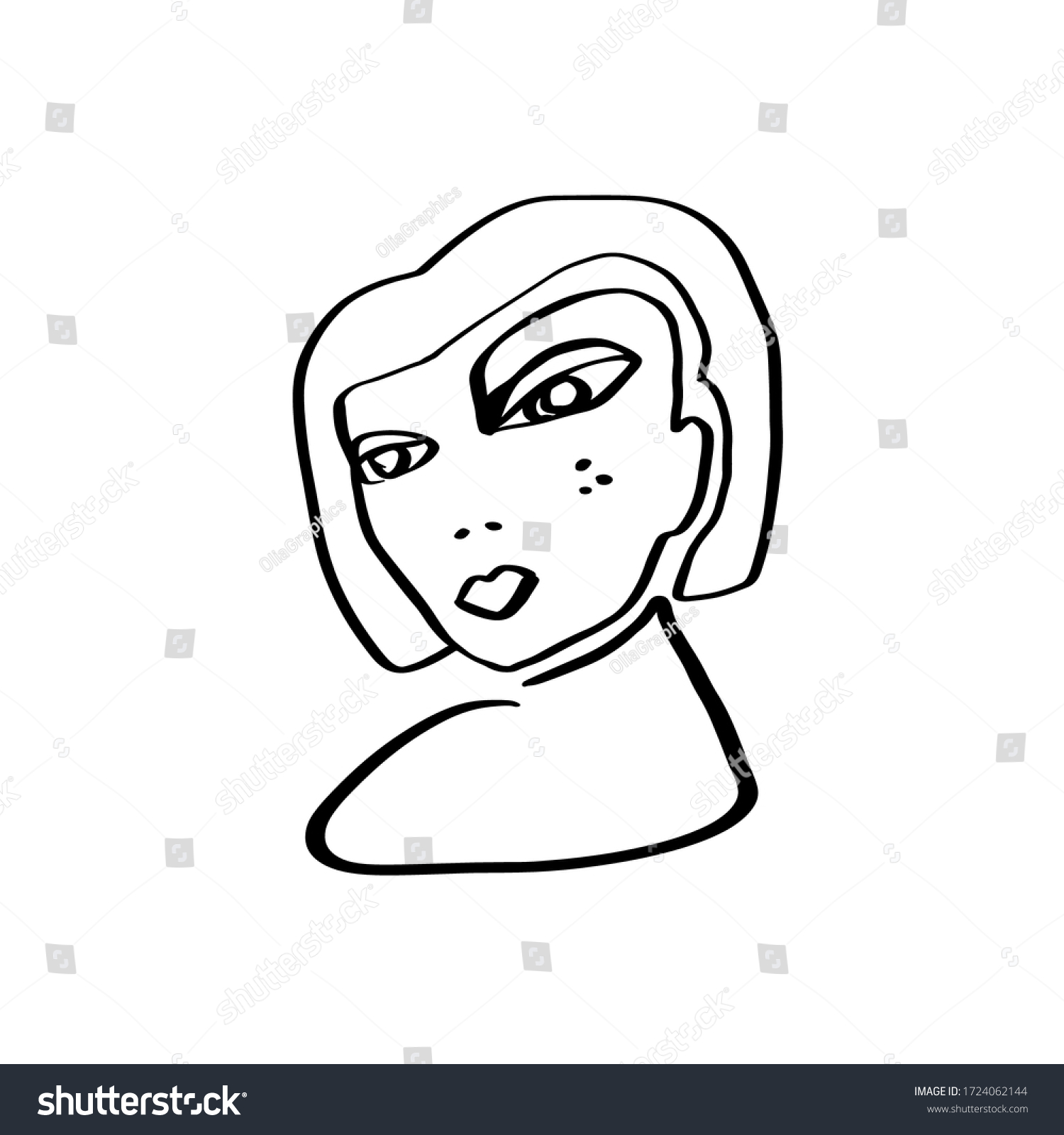 Continuous Line Art Abstract Woman Face Stock Vector Royalty Free 1724062144 2019