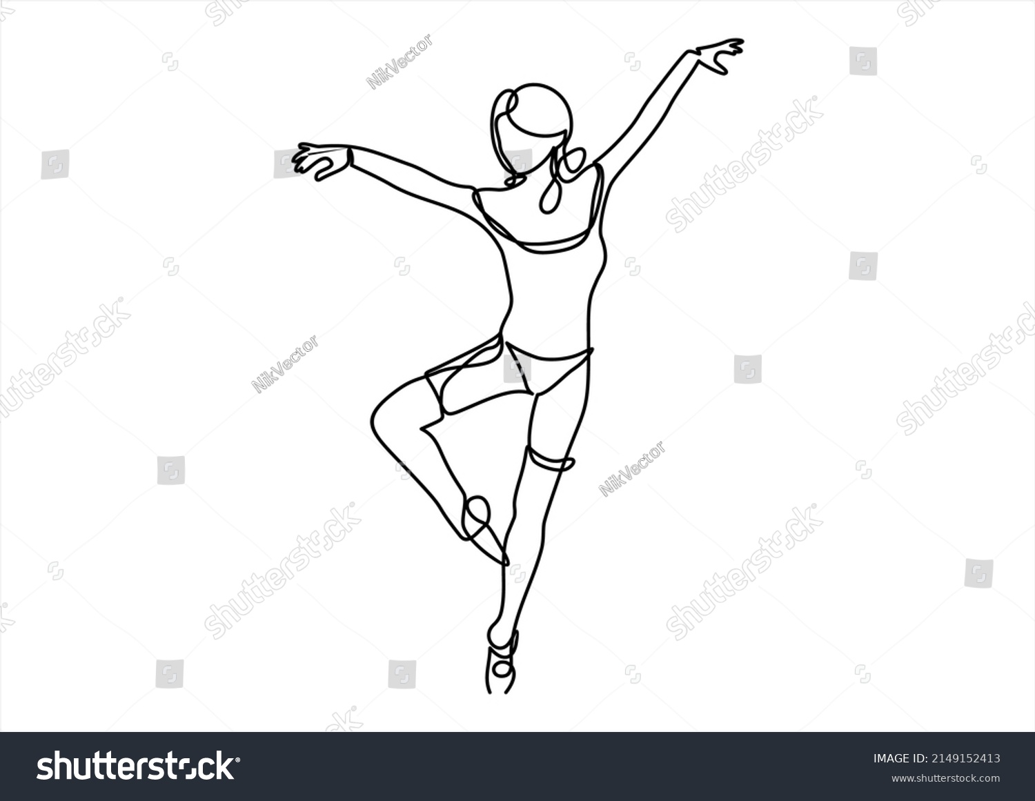 Continuous Line Art Drawing Ballet Dancer Stock Vector Royalty Free 2149152413 Shutterstock 