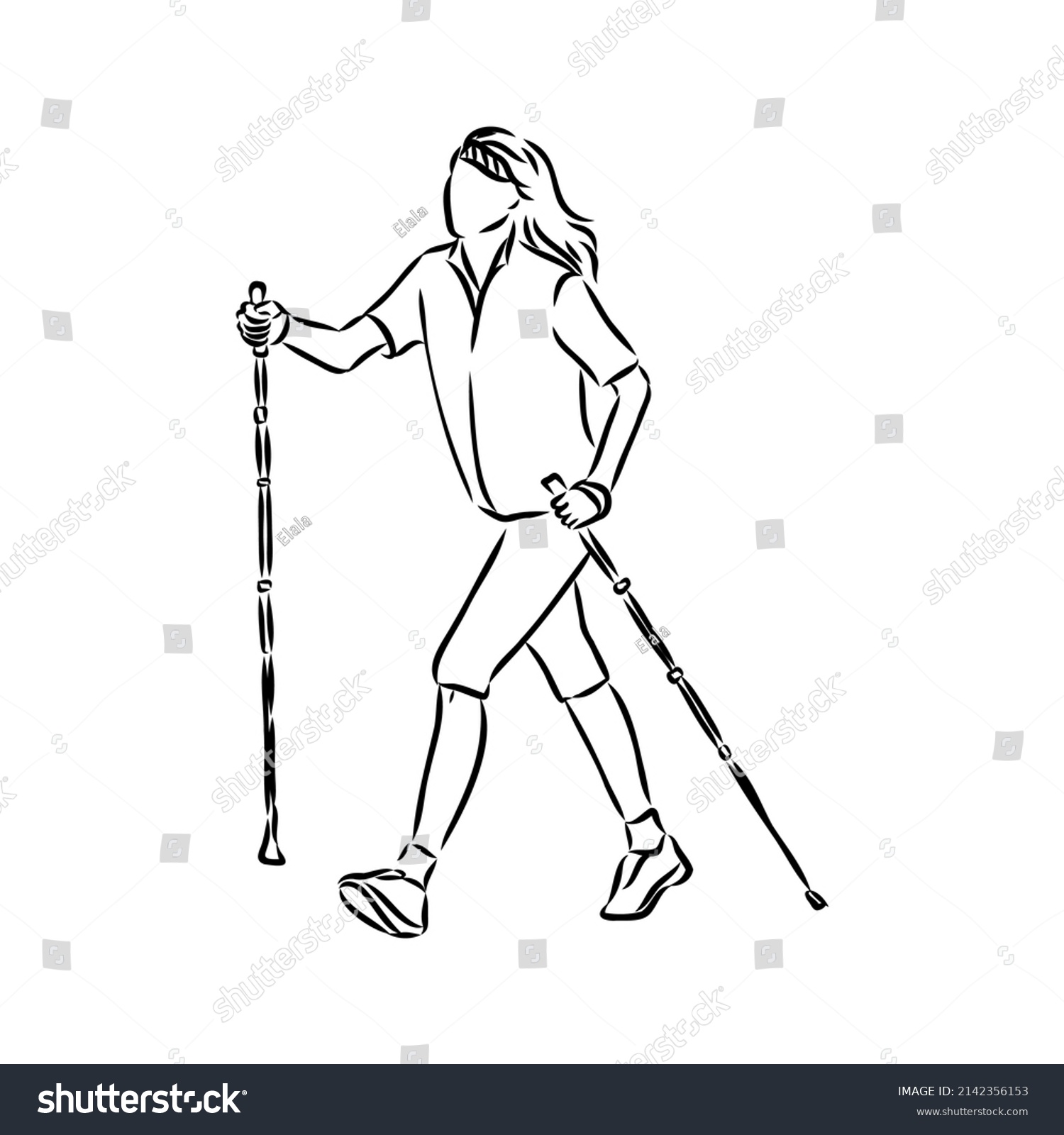 Continuous Line Drawing Young Woman Walks Stock Vector (Royalty Free ...