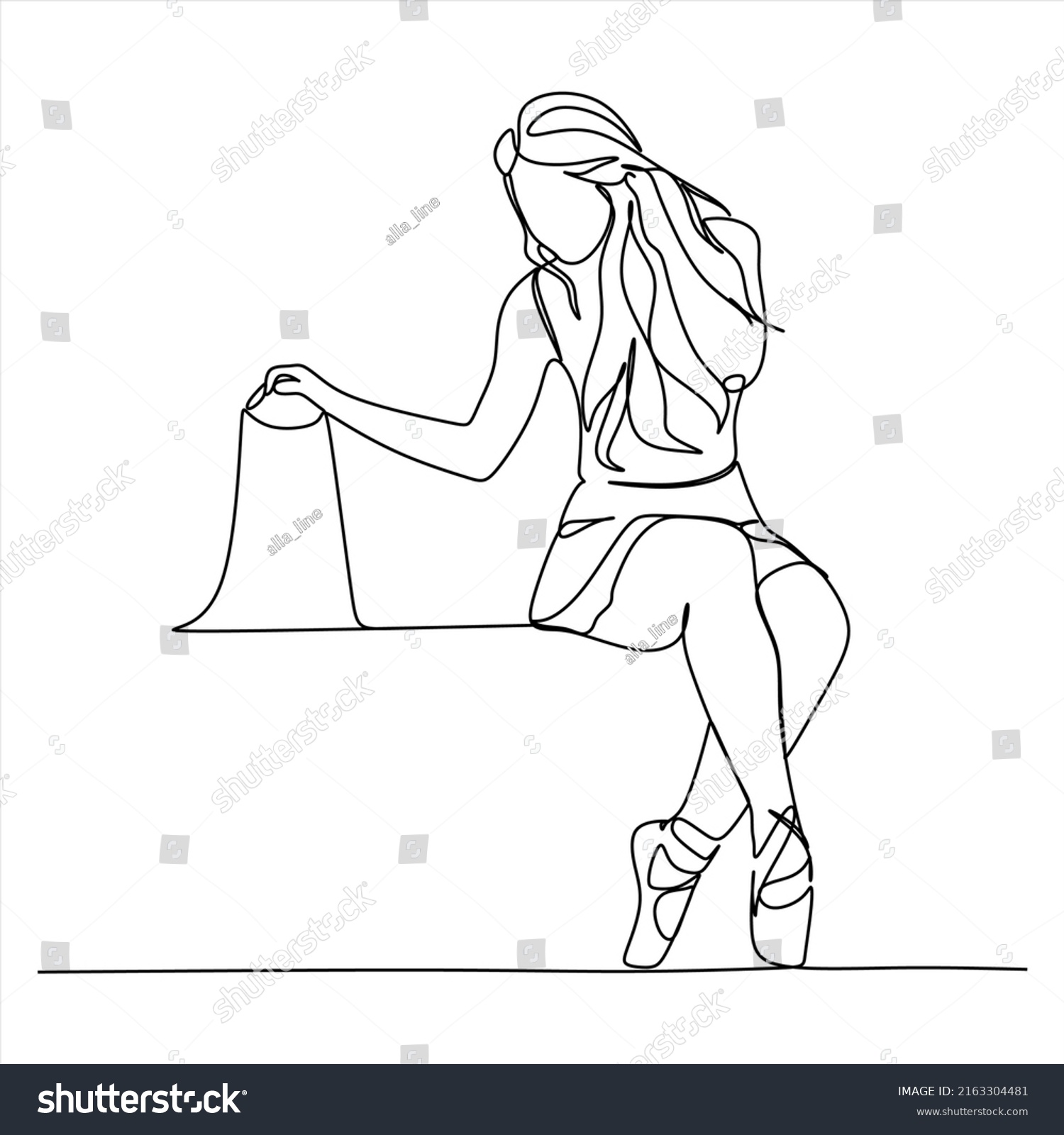 Continuous Line Drawing Ballerina Ballet Dancer Stock Vector Royalty Free 2163304481 
