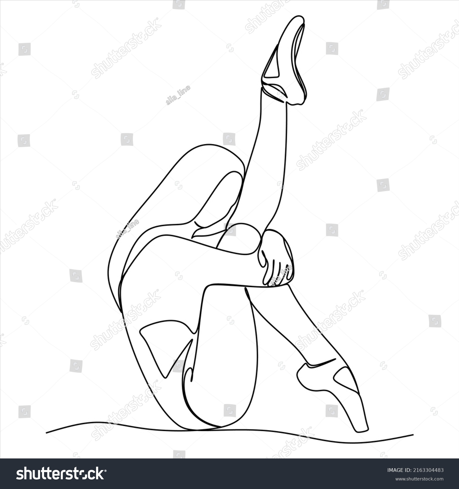 Continuous Line Drawing Ballerina Ballet Dancer Stock Vector Royalty Free 2163304483 