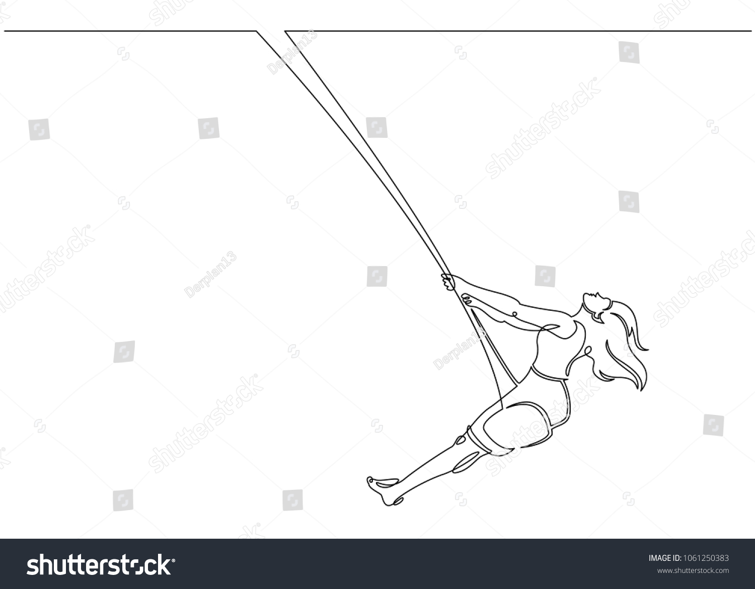 Continuous Line Drawing Girl Swinging On: Vetor Stock (livre De ...