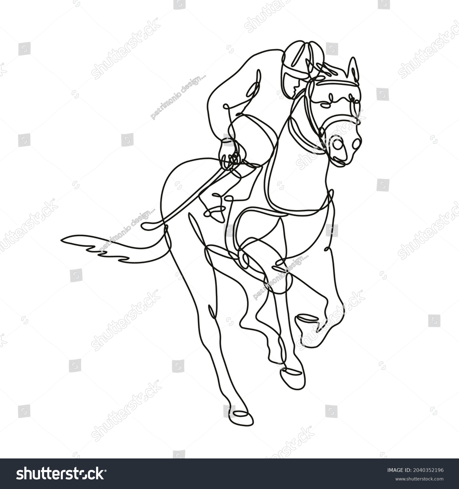 Continuous Line Drawing Illustration Jockey Horse Stock Vector (Royalty ...