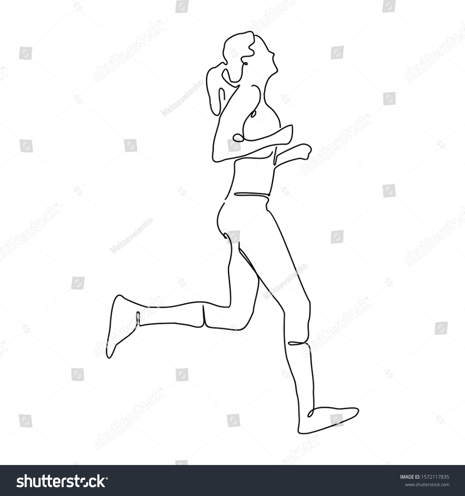 Continuous Line Drawing Illustration Shows Running Stock Vector ...