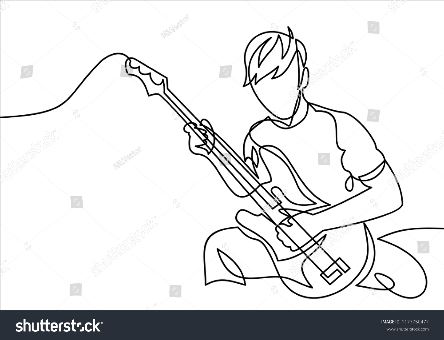 Continuous Line Drawing Man Playing Guitar Stock Vector (Royalty Free ...