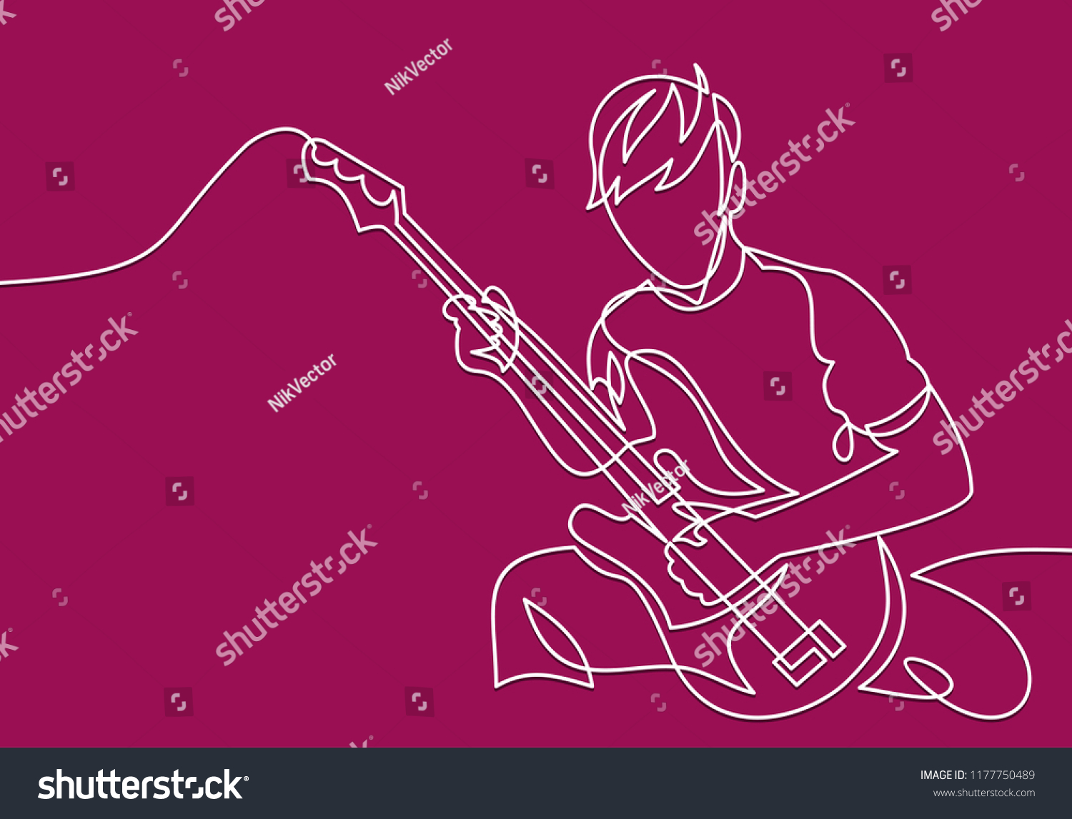 Continuous Line Drawing Man Playing Guitar Stock Vector Royalty Free 1177750489 Shutterstock 8382