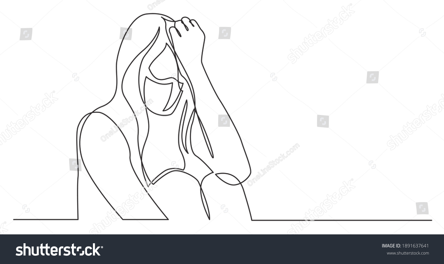 Continuous Line Drawing Addicted Woman Despair Stock Vector (Royalty ...