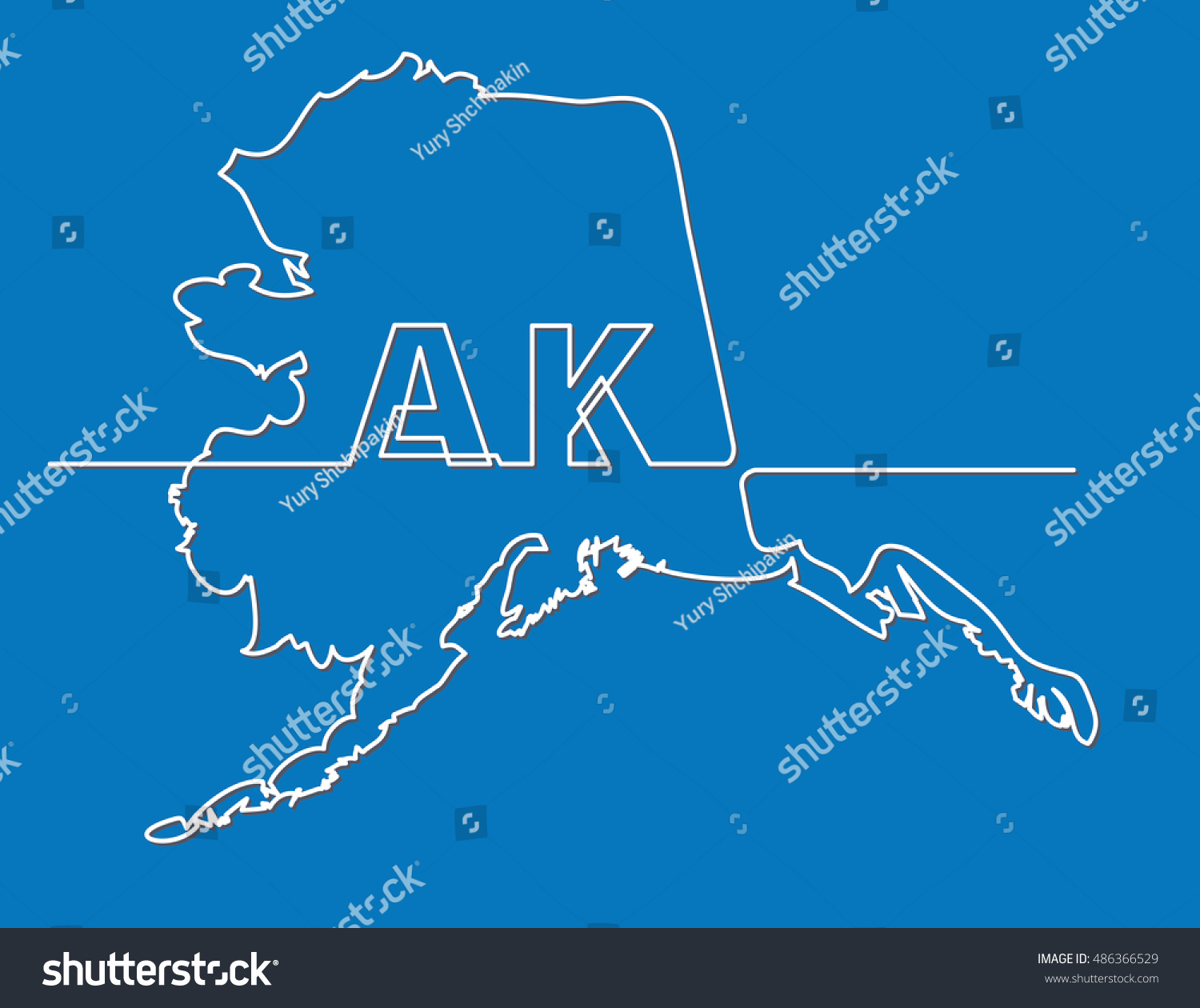 Continuous Line Drawing Alaska State Stock Vector (Royalty Free) 486366529