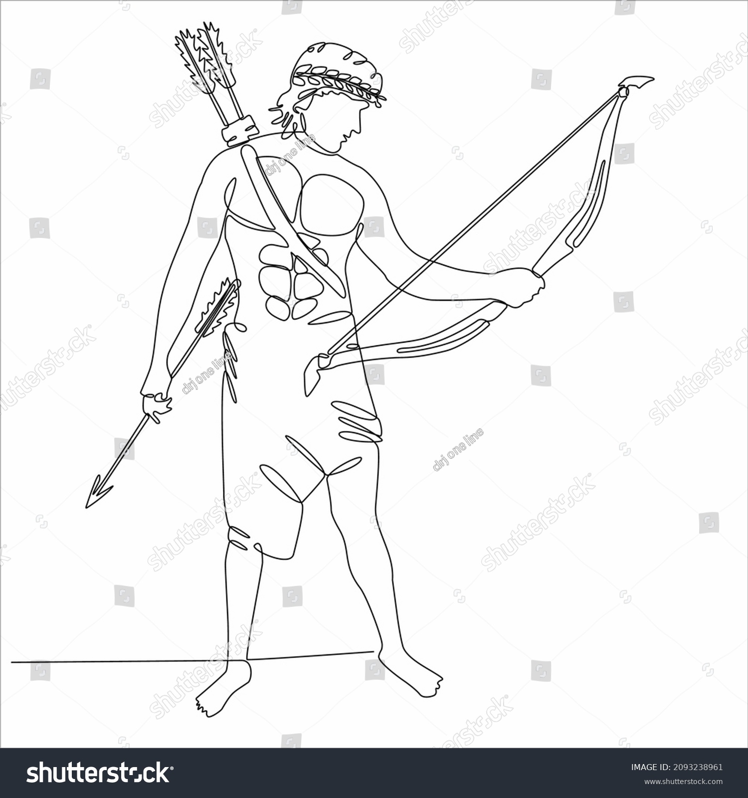 Continuous Line Drawing Archery Sport Vector Stock Vector (Royalty Free ...