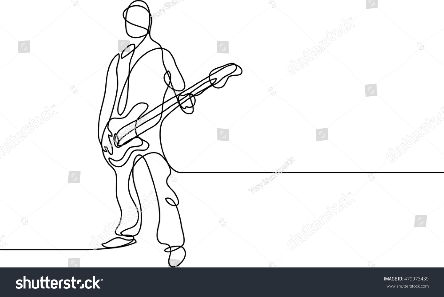 Continuous Line Drawing Bass Player Stock Vector (Royalty Free) 479973439