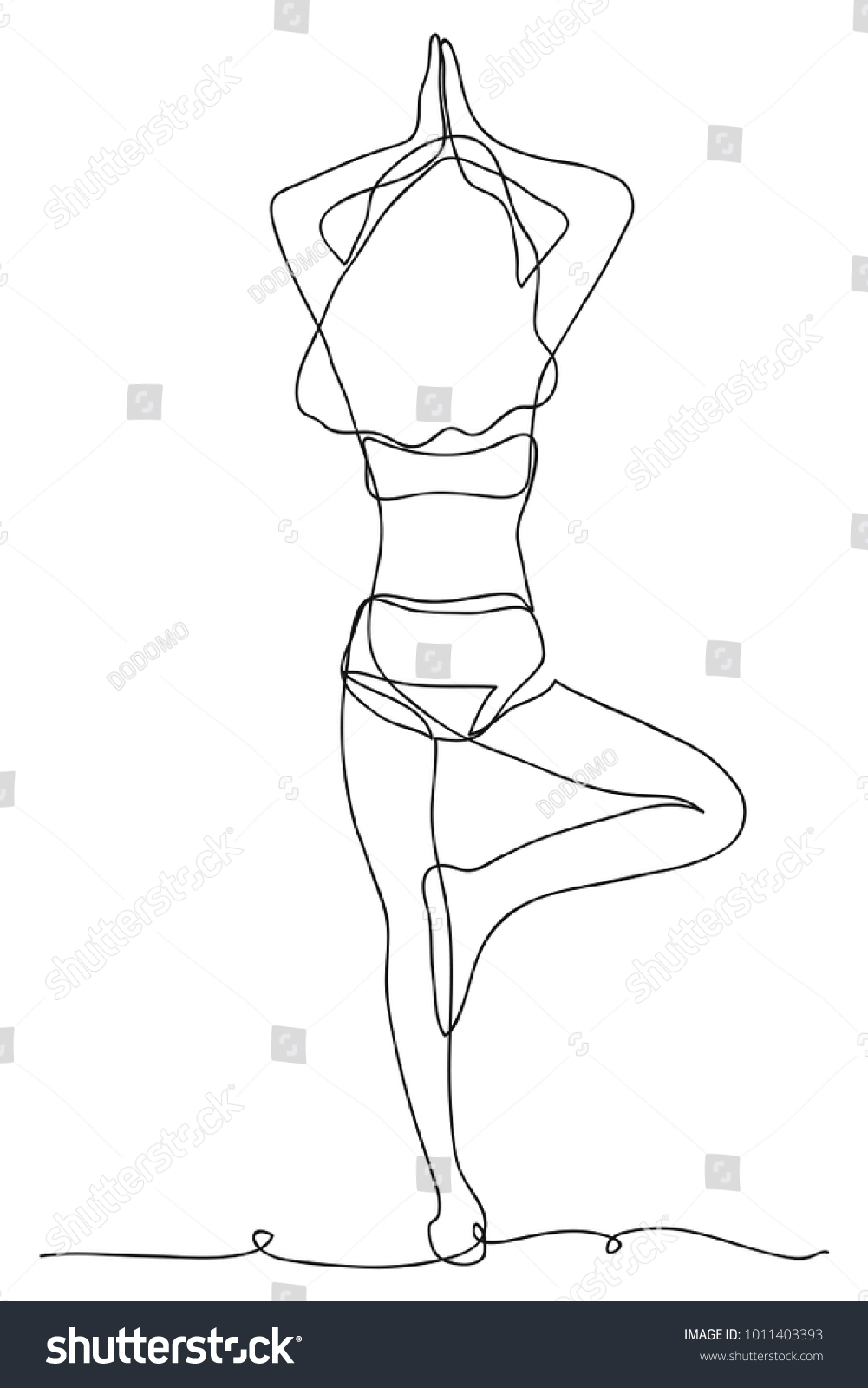 Continuous Line Drawing Beautiful Women Fitness Vector De Stock Libre De Regalías 1011403393 5420